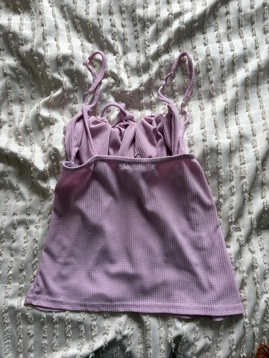PrettyLittleThing Lilac Ruched Ribbed Cami Top - Picture 2 of 2